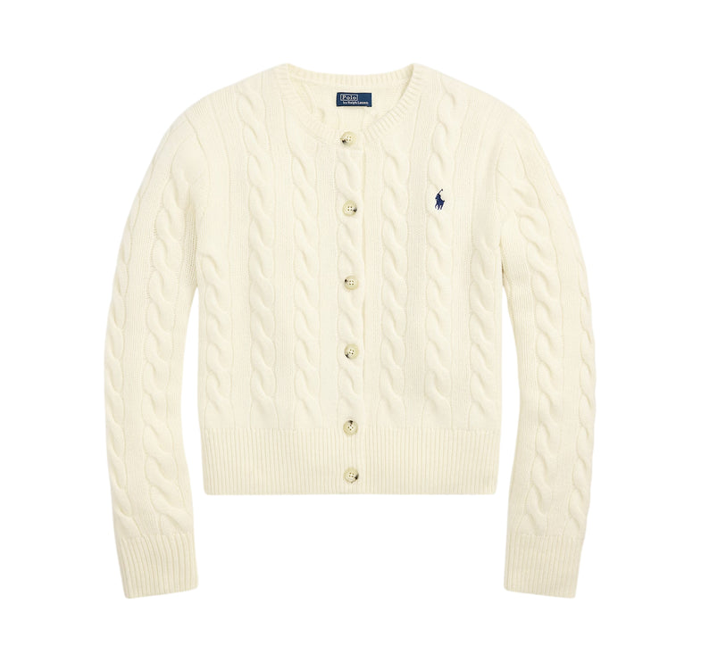 Polo Ralph Lauren Women's Cable-Knit Wool-Cashmere Cardigan Authentic Cream