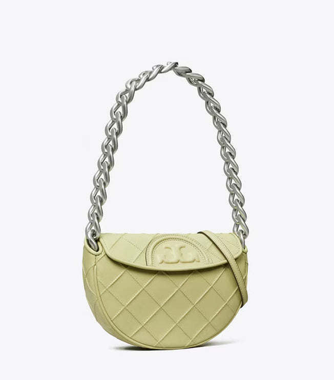 Tory Burch Women's Mini Fleming Soft Crescent Bag Olive Sprig