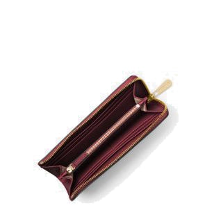 Michael Kors Women's Jet Set Travel Large Saffiano Leather Quarter Zip Wallet Dark Cherry