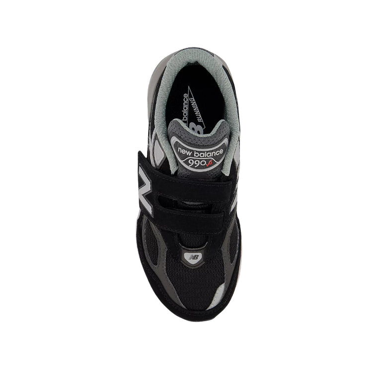 New Balance Little Kid's FuelCell 990v6 Hook & Loop Black with Silver PV990BK6