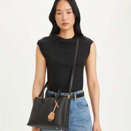 Tory Burch Women's Small Perry Triple-Compartment Tote Black