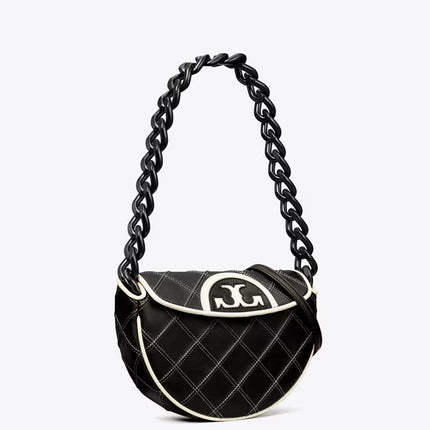 Tory Burch Women's Mini Fleming Soft Crescent Bag Black