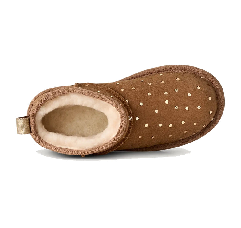 UGG Big Kids' Classic Ultra Mini Shiny Dots Chestnut