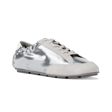 Michael Kors Women's Susie Metallic Leather Trainer Silver