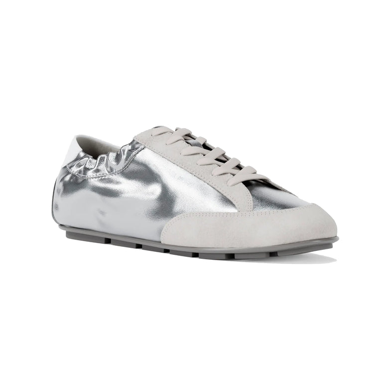 Michael Kors Women's Susie Metallic Leather Trainer Silver