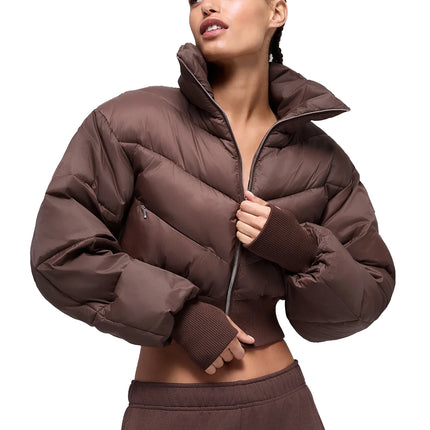 alo Women's Cropped Atmosphere Puffer Brownstone
