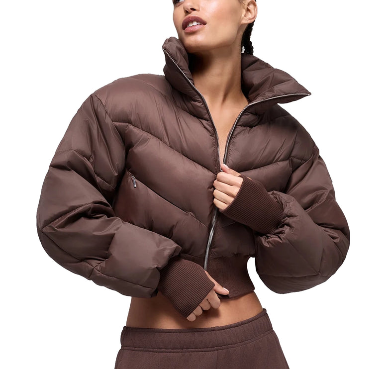 alo Women's Cropped Atmosphere Puffer Brownstone