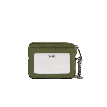 Coach Women's Zip Card Case Gunmetal/Military Green