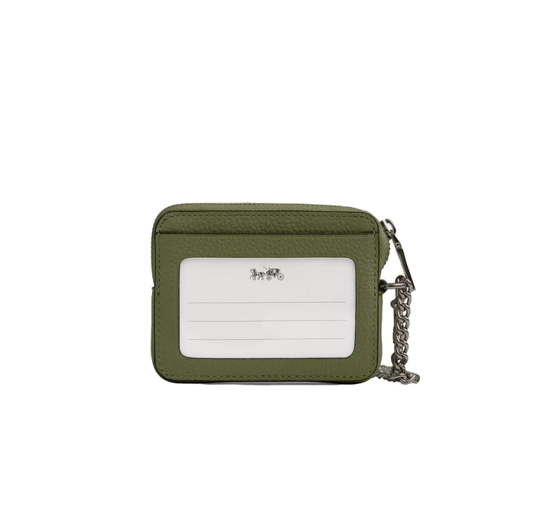 Coach Women's Zip Card Case Gunmetal/Military Green