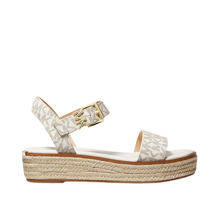Michael Kors Women's Richie Signature Logo Platform Espadrille Sandal Vanilla