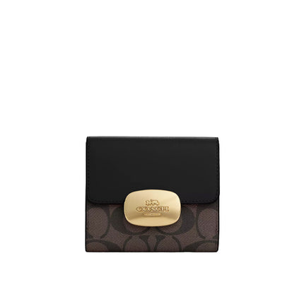Coach Women's Eliza Small Wallet In Signature Canvas Gold/Brown Black