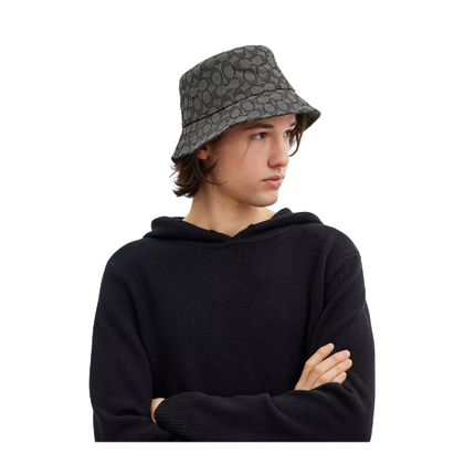 Coach Unisex Signature Jacquard Bucket Hat Charcoal