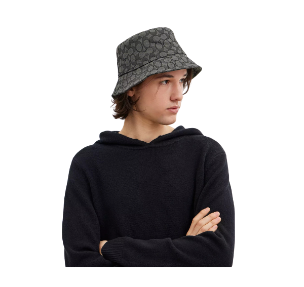 Coach Unisex Signature Jacquard Bucket Hat Charcoal