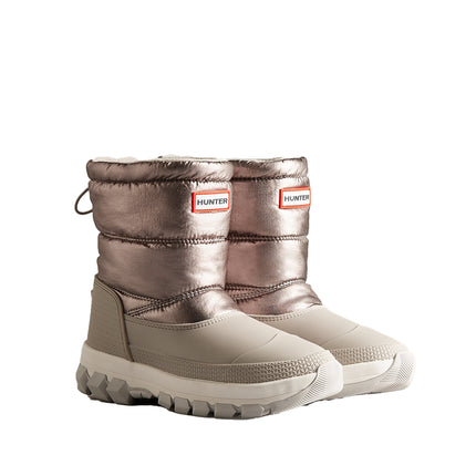 Hunter Women's Insulated Metallic Short Snow Boots Dark Silver/Hail Grey - Hemen Kargoda