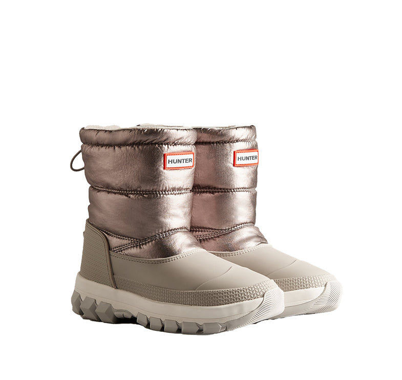 Hunter Women's Insulated Metallic Short Snow Boots Dark Silver/Hail Grey - Hemen Kargoda