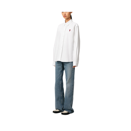 AMI Alexandre Mattiussi Unisex Cotton Button-Down Ami de Coeur Shirt Natural White
