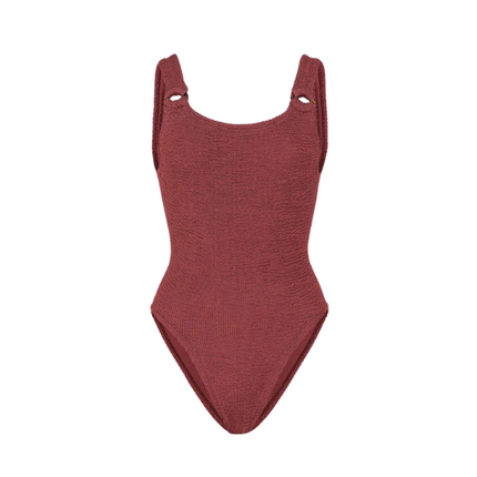 HUNZA G Women's Domino Swim Metallic Rosewood