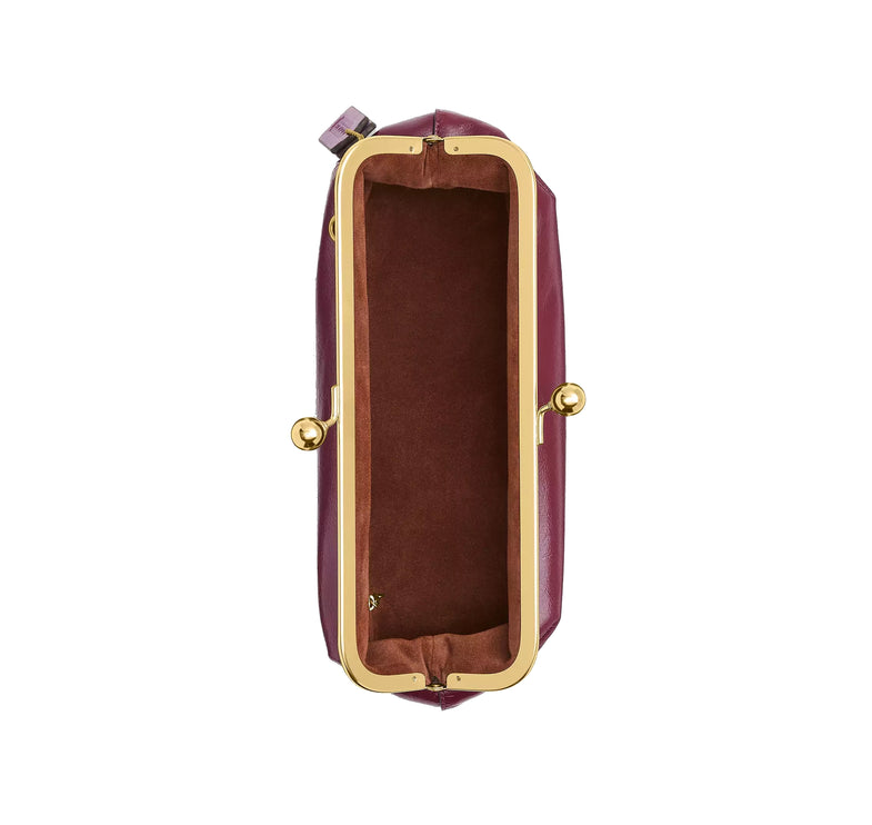Coach Women's Kisslock Frame Bag 30 Brass/Dark Cherry