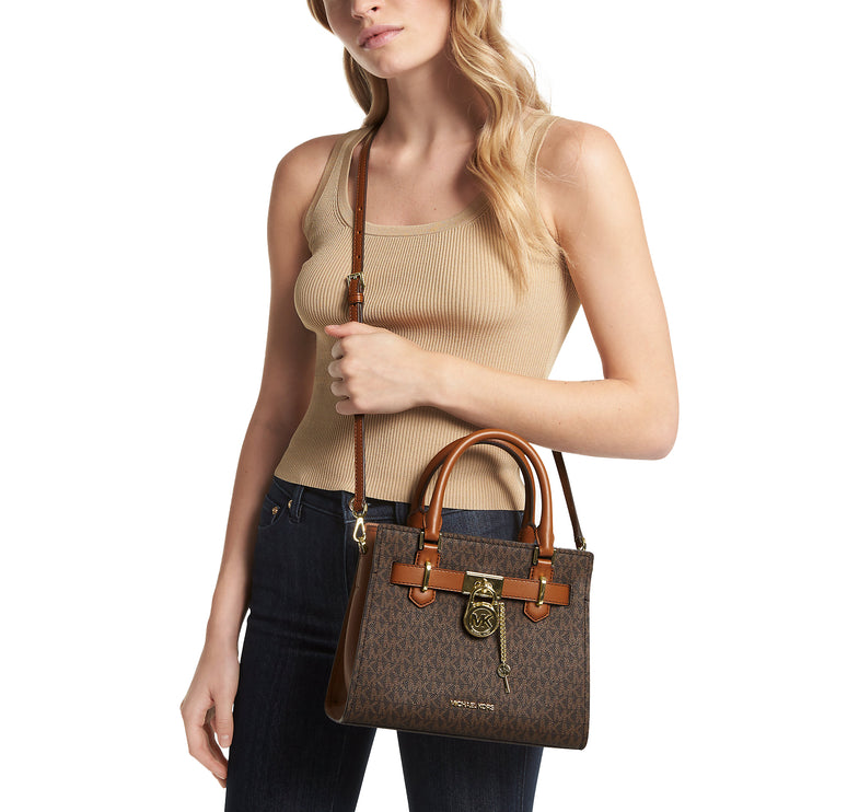 Michael Kors Women's Hamilton Small Logo Satchel Brown