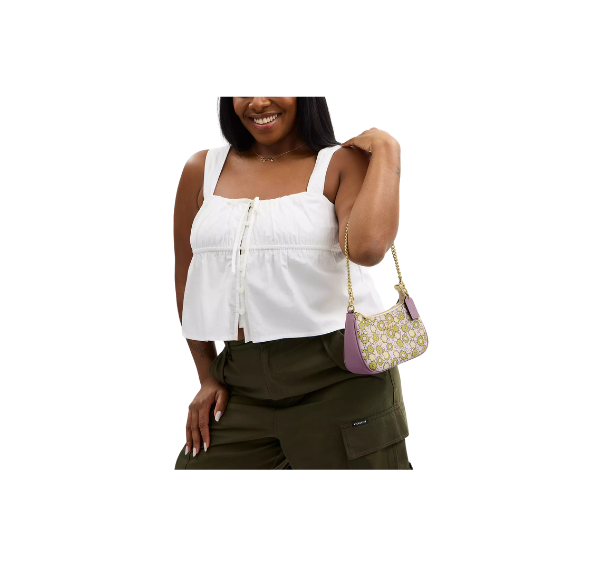 Coach Women's Teri Mini Crossbody Bag With Floral Print Gold/Lilac Multi