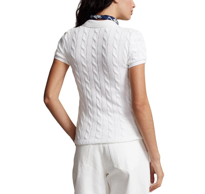 Polo Ralph Lauren Women's Cable Knit Polo Shirt White