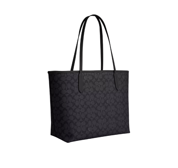 Coach Women's City Tote Bag In Signature Canvas Gunmetal/Charcoal/Black