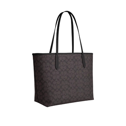 Coach Women's City Tote Bag In Signature Canvas Gold/Walnut/Black