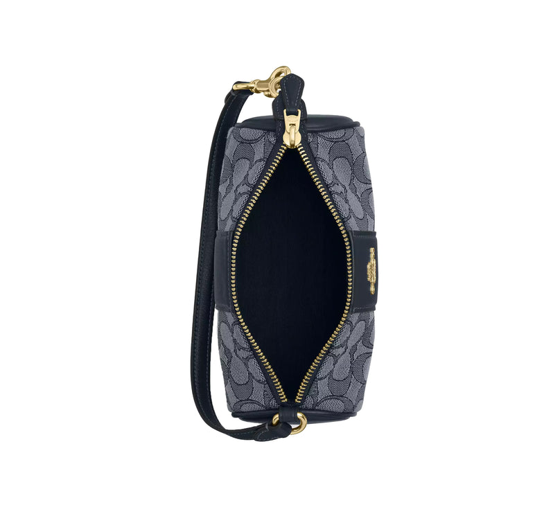 Coach Women's Nolita Barrel Bag In Signature Jacquard Gold/Navy/Midnight Navy