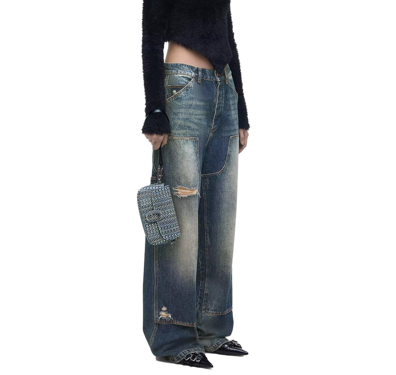 Marc Jacobs Women's The Monogram Sun Faded Denim Clover Shoulder Bag