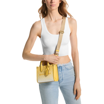 Michael Kors Women's Mirella Extra Small Ombré Logo Crossbody Bag Golden Yellow