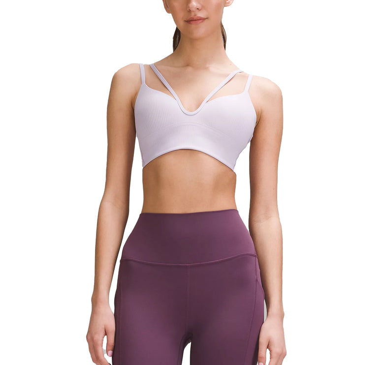 lululemon Women's Like a Cloud Strappy Longline Ribbed Bra Light Support Lilac Ether