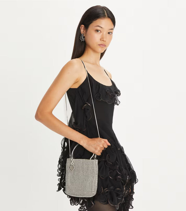 Tory Burch Women's Night Owl Crystal-Embellished Mini Tote Silver