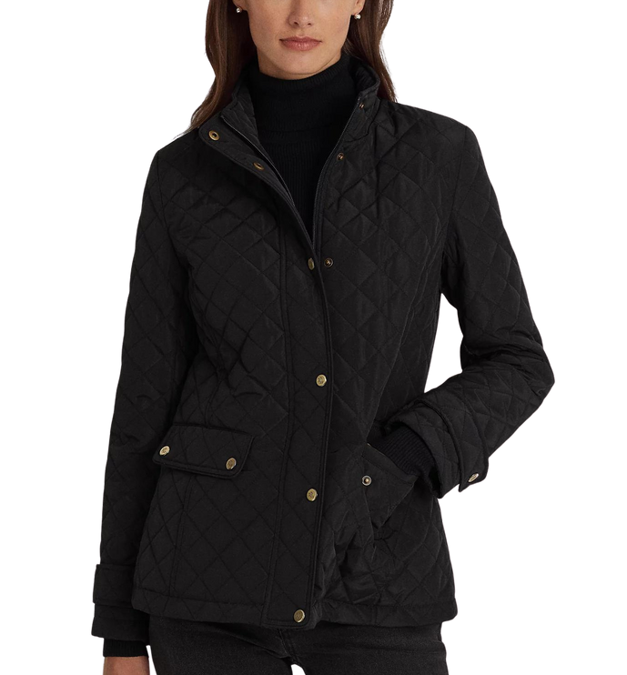 Ralph Lauren Women's Diamond-Quilted Mockneck Jacket Black