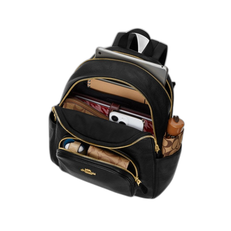 Coach Women's Court Backpack In Signature Canvas Gold/Walnut/Black