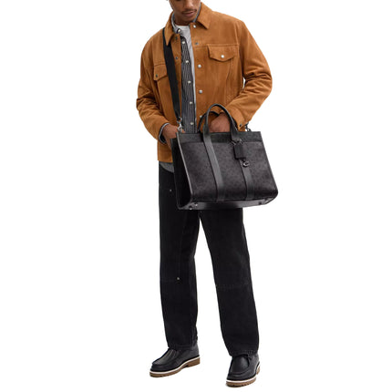 Coach Unisex Wesley Tote In Signature Canvas Black