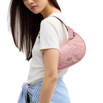 Coach Women's Emily Shoulder Bag In Signature Denim Gold/Light Pink
