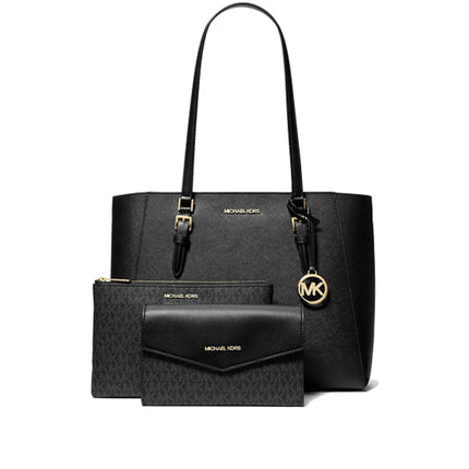 Michael Kors Women's Charlotte Large Saffiano Leather 3-in-1 Tote Bag Black/Gold