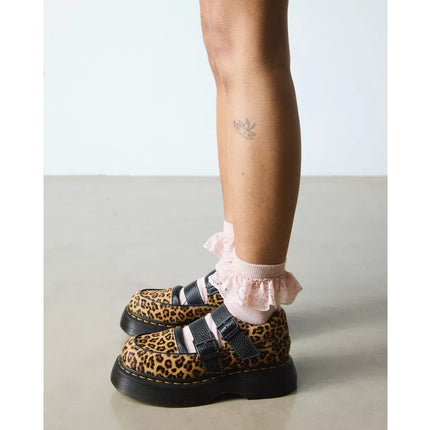 Dr. Martens Women's Buzz Leopard Mary Jane Shoes Light Tan