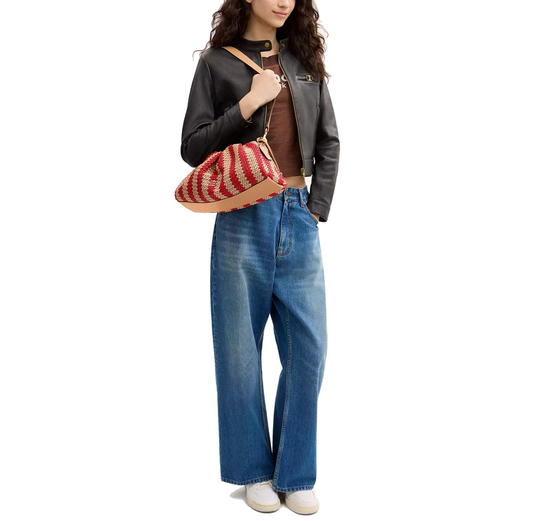 Coach Women's Faye Large Shoulder Bag With Stripes Gold/Red/Tan