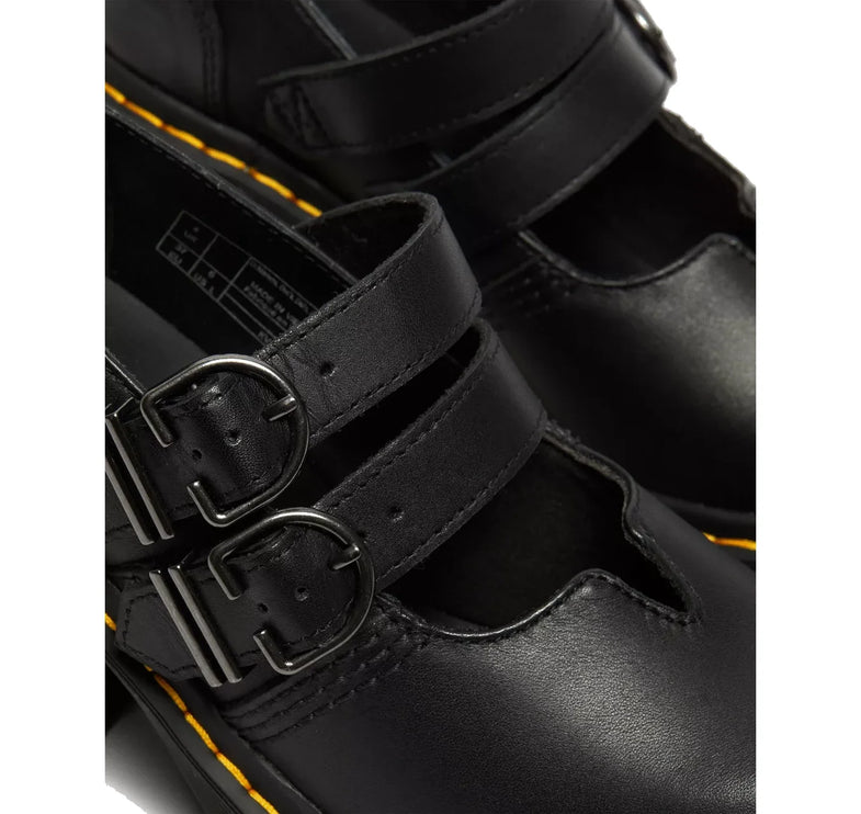 Dr. Martens Women's Eviee Sendal Leather Heeled Shoes Black