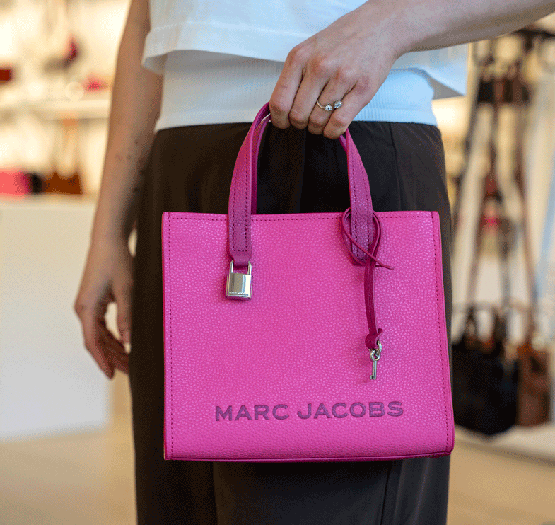 Marc Jacobs Women's Mini Grind Branded Leather Tote Bag Pink