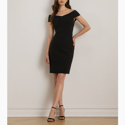 Polo Ralph Lauren Women's Crepe Off-the-Shoulder Cocktail Dress Black