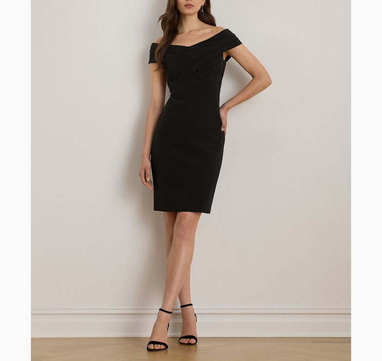 Polo Ralph Lauren Women's Crepe Off-the-Shoulder Cocktail Dress Black