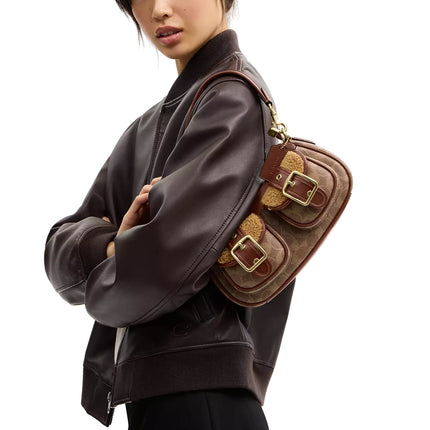 Coach Women's Ashton Bag With Signature Canvas Gold/Tan/Vintage Brown