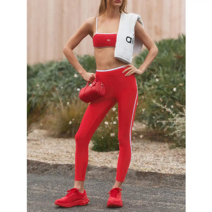 alo Women's Airlift High Waist Charger 7/8 Legging Bright Red/White
