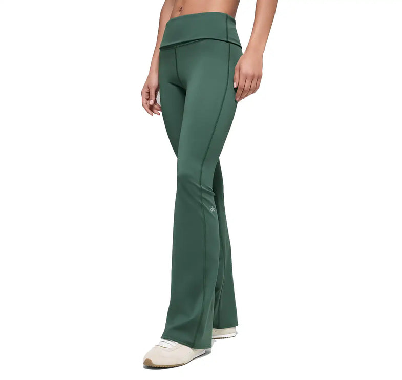 alo Women's ALO Softsculpt 7/8 Foldover Flare Legging Clover Green