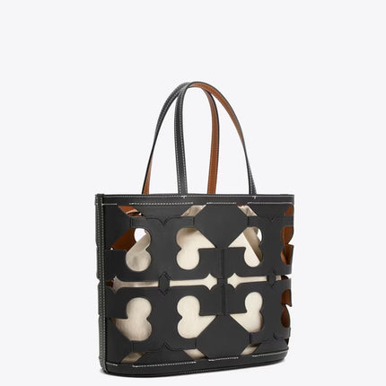 Tory Burch Women's Cutout Logo Small Tote Black