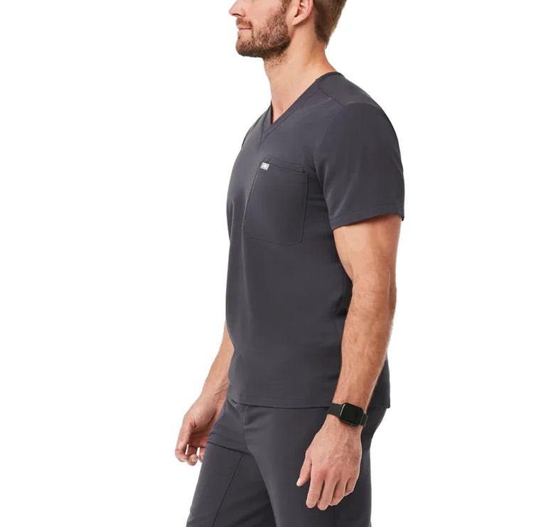 FIGS Men's Leon Three Pocket Scrub Top Charcoal