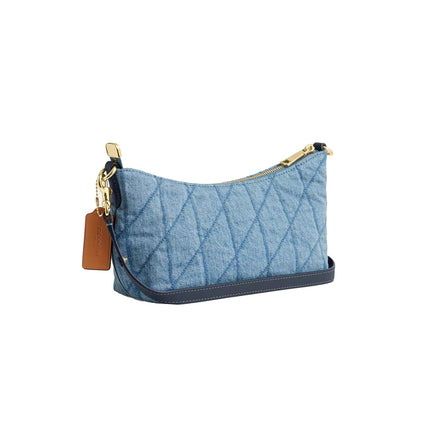 Coach Women's Caitlin Shoulder Bag With Quilting Gold/Indigo