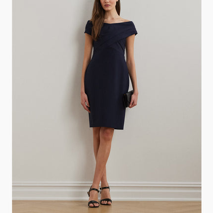Polo Ralph Lauren Women's Crepe Off-the-Shoulder Cocktail Dress Lighthouse Navy